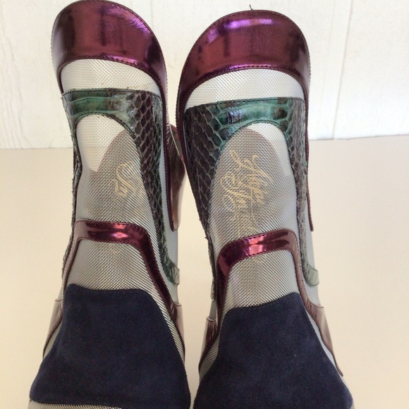 ALEJANDRO INGELMO METALLIC MESH SNAKESKIN  HIGH HEEL SLIDES SIZE 38.5/8.5 - Picture 10 of 15